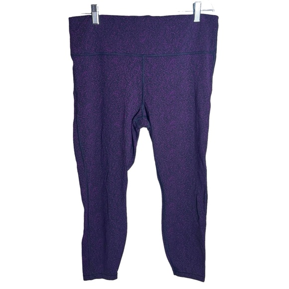 Athleta Pants - Athleta Ultimate Stash Textured 7/8 Tight, Purple Black Design, Size XL